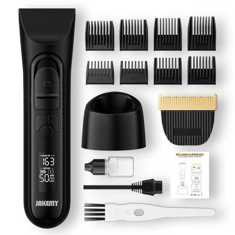 JAKEMY JM-PE02 Pet Hair Clipper Portable Cat Trimmer Electric Shaver Dog Grooming Clippers with LCD Screen JAKEMY JM-PE02 Pet Hair Clipper Portable Cat Trimmer Electric Shaver Dog Grooming Clippers with LCD Screen